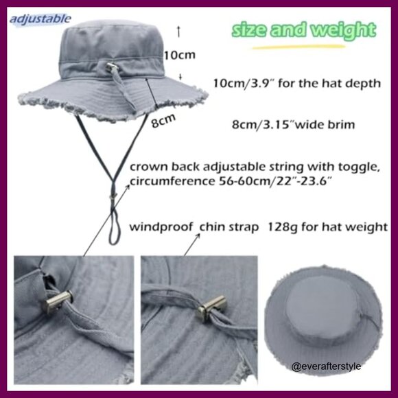 Cotton Wide Brim Sun Hat UPF50+ Packable Adjustable Bucket Hat main image 4